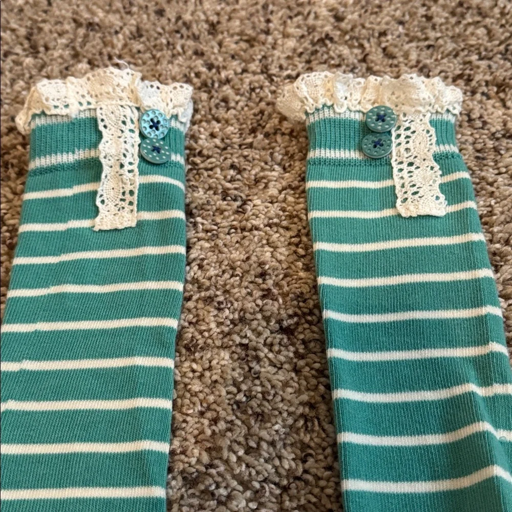 Matilda Jane Striped Knee-High Socks with Lace Trim